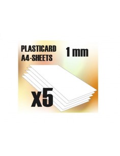 Green Stuff 366057 ABS Plasticard A4 - 1 mm Combo x 5 sheets